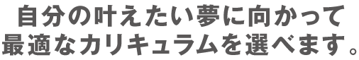 自分の叶えたい夢に向かって最適なカリキュラムを選べます。