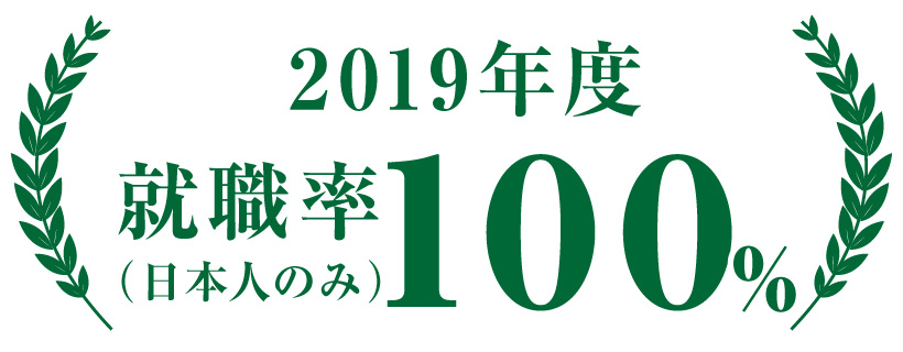 2019年度 就職率(日本人のみ) 100%