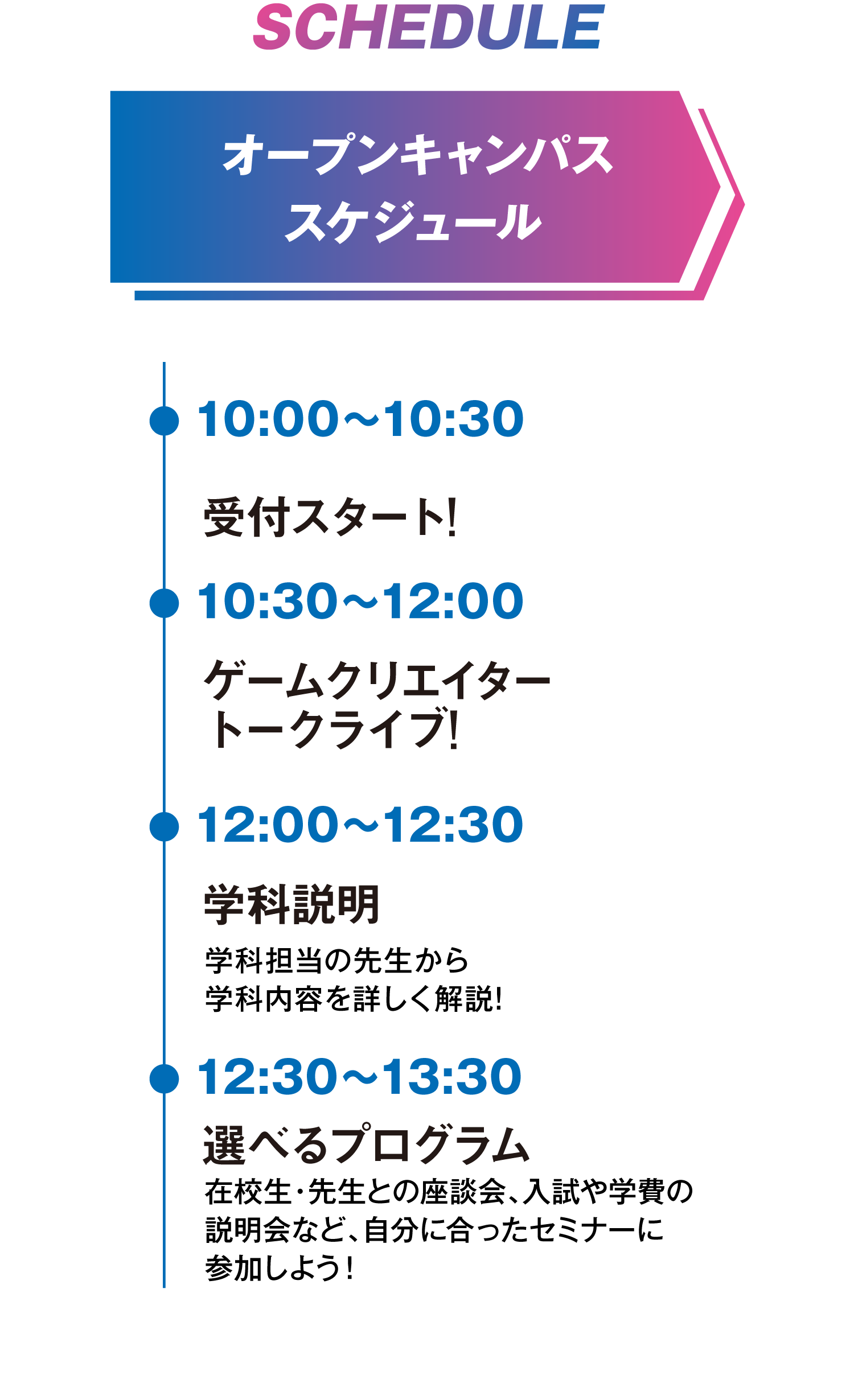 オープンキャンパススケジュール